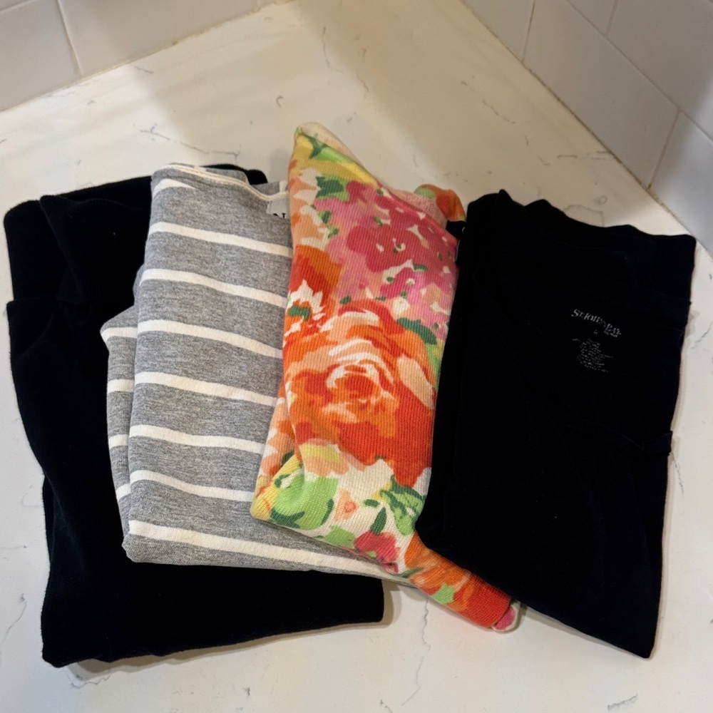 Bundle Floral and Striped Sweater tops medium